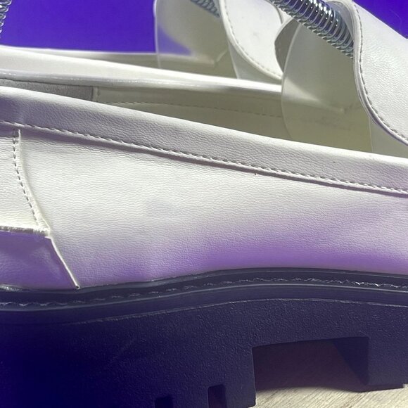 Open‎ Edit Women's White w/ Gold Chain Chunky Loafers Shoe Size 8-NEW - Picture 5 of 10